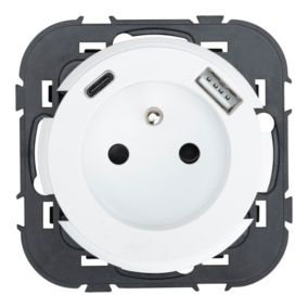 Gniazdo pojedyncze Jacobsen Espen USB A + USB C z uziemieniem białe