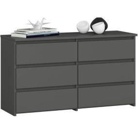 Komoda Akord CL100 Grafit Szary 100 cm 6 szuflad kolor Grafit Szary mat 100x35x57 cm 1 szt.