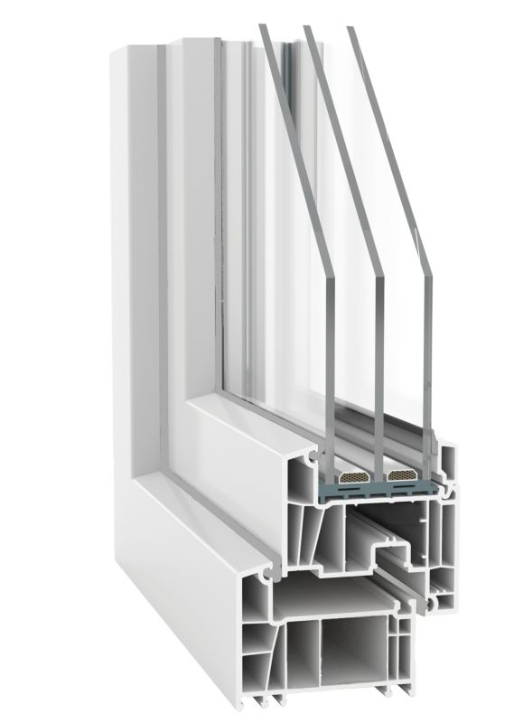 Okno PCV rozwierno-uchylne trzyszybowe 865 x 1135 mm prawe białe