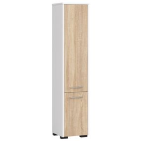 Słupek łazienkowy Akord Fin Biały 30 cm 2 drzwi kolor Dąb Sonoma mat 5 półek 30x30x140 cm 1 szt.