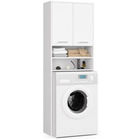 Słupek łazienkowy Akord Fin do zabudowy pralki Biały 64 cm wnęka 2 drzwi kolor Biały mat 4 półki 64x30x180 cm 1 szt.