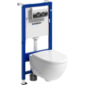 Zestaw podtynkowy WC Geberit Delta 25 light oval bezkołnierzowy z deską wolnoopadającą chrom